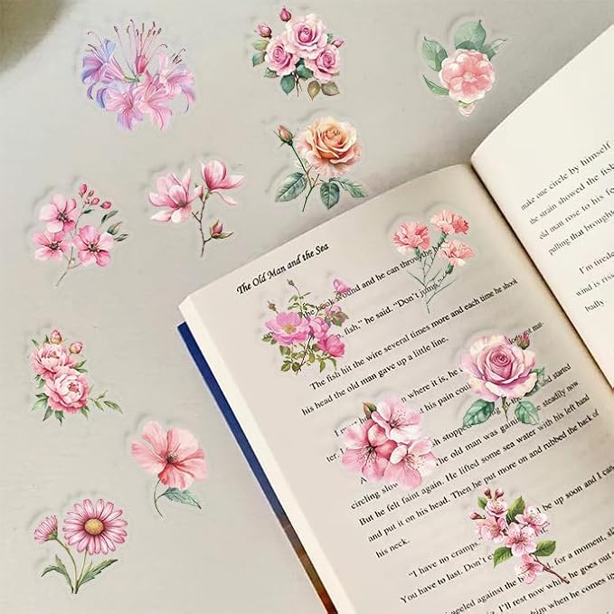 Pink Floral Waterproof Stickers - Image 5