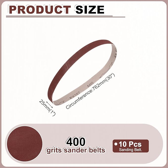 HARFINGTON 1 x 30 Inch Sanding Belts, 12 Pcs 400 Grits Aluminum Oxide Abrasive Belt Sander File Belt for Woodworking, Metal Polishing, Knife Sharpener