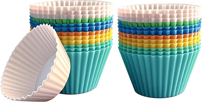 Silicone Baking Muffin Cups Cupcake Liners 24 Pack Non-stick Reusable Cake Molds by IELEK