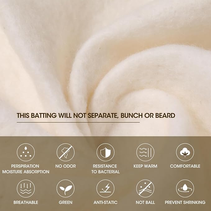 Zipcase 59 Inches X 79 Inches Queen Size Warm Soft Natural Cotton Batting - Image 2