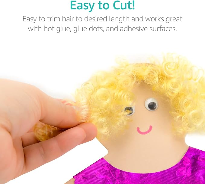 Hygloss 2 oz Curly Doll Hair for Crafts Brown- Premium Synthetic Hair for Doll - Image 4