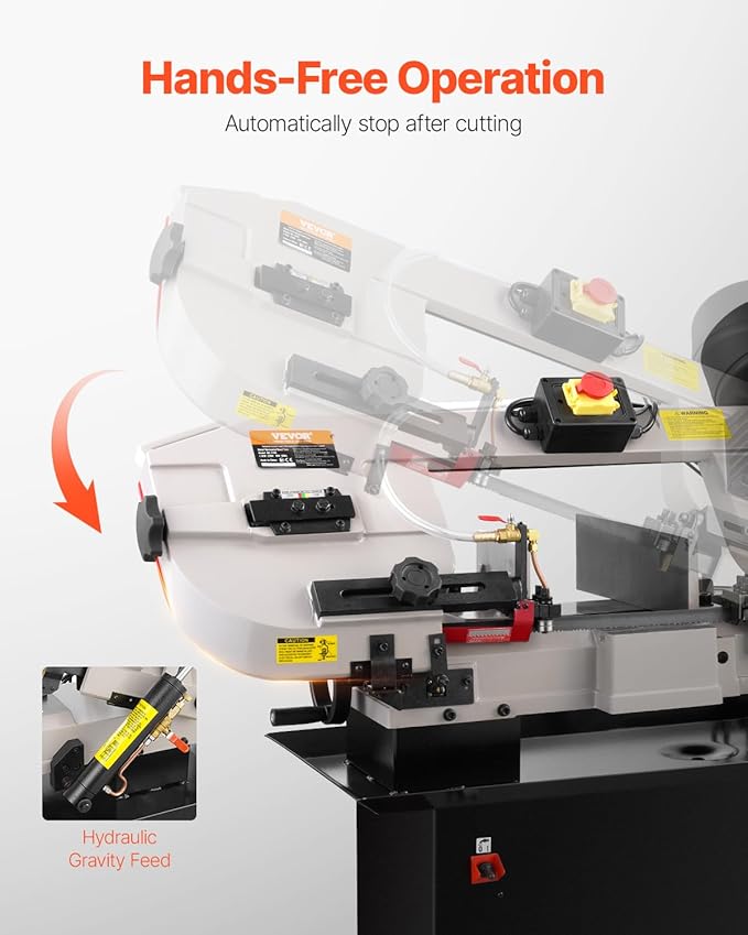 VEVOR Metal Horizontal Band Saw, 7 x 12 in Rectangular Cutting Capacity, 110/220V Metal Vertical Cutting Bandsaw with 1.1 kW Motor, 0-45° Angle Adjustment, Variable Speed, for Metal, Wood, and Plastic