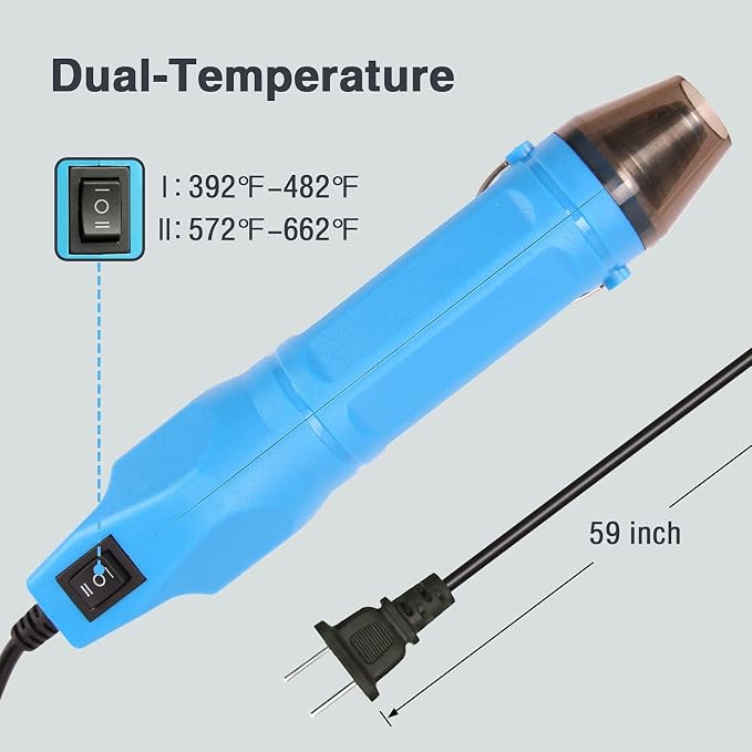 LDK Mini Heat Gun, 300W 2-Temp Settings 392℉ & 662℉ Fast Heat Hot Air Gun - Image 2