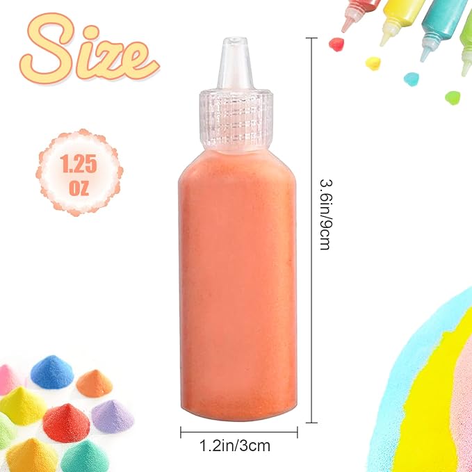 Niurewan 24 PCS Art Sand, 1.25oz Bottles, DIY Sand Arts and Crafts Kit - Image 2