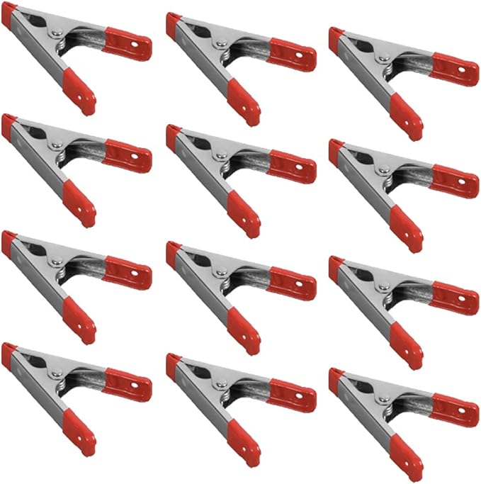 Wideskall® 4" inch Metal Spring Clamps w/Red PVC Coated Handle and Tips (Pack of 12)