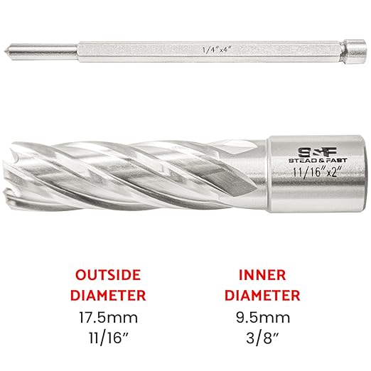 S&F STEAD & FAST Mag Drill Bits 11/16" Diameter x Depth of Cut 2", 1 Pc, Annular Cutter with Pilot Pin