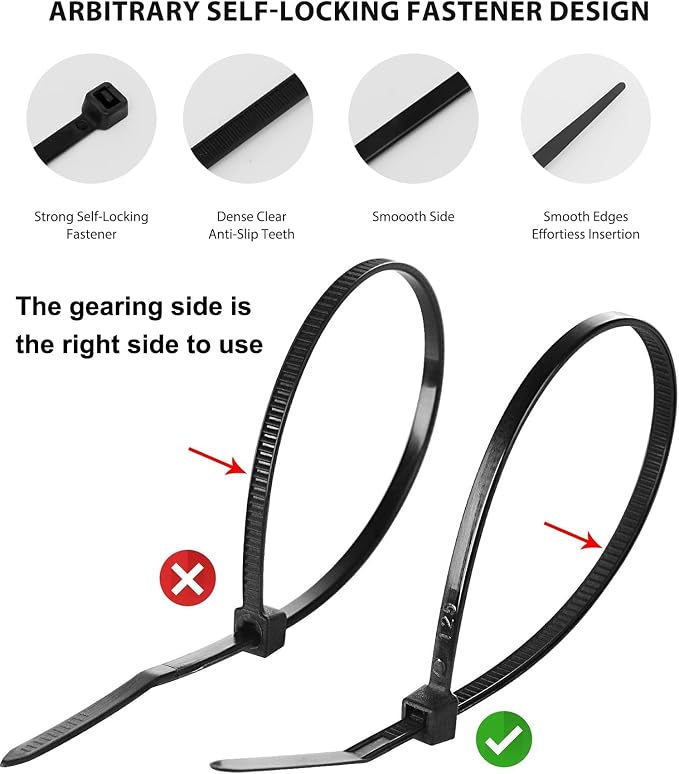Zip Ties Heavy Duty 12 inch, Toothed Double Sided - Image 4