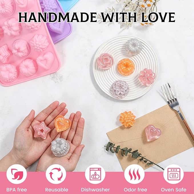 SJ Silicone Soap Molds 3 Packs, Flower Soap Molds - Image 6