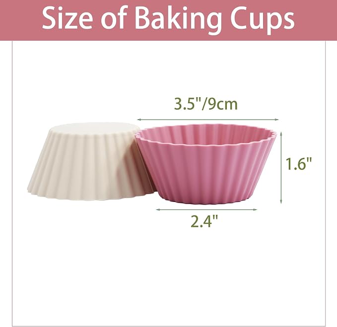 Large Silicone Muffin Cups, 12 Pack Reusable Cupcake Liners 3.54inch Baking - Image 4