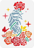 Skeleton Hand and Rose Wall Stencil by Doodlream