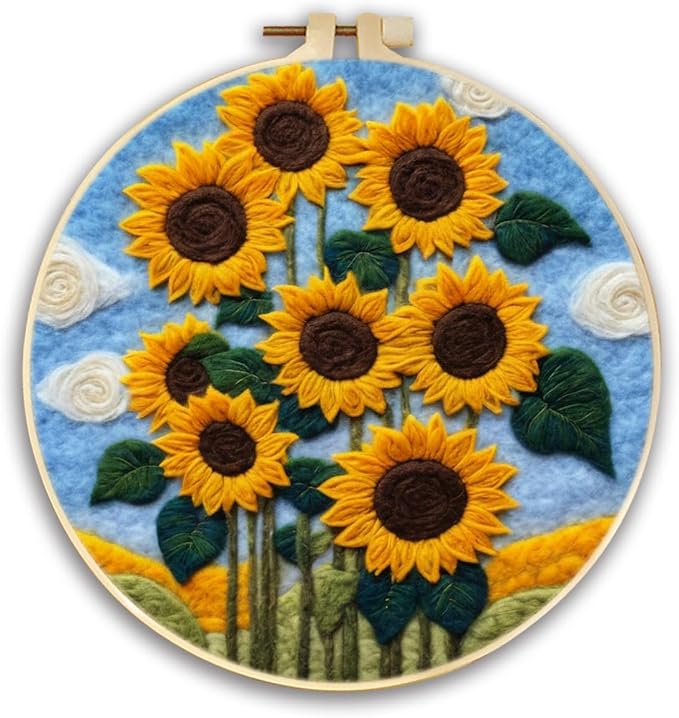 CaptainCrafts Needle Felting Kit, Wool Felt Supplies, Embroidery Hoops by CaptainCrafts