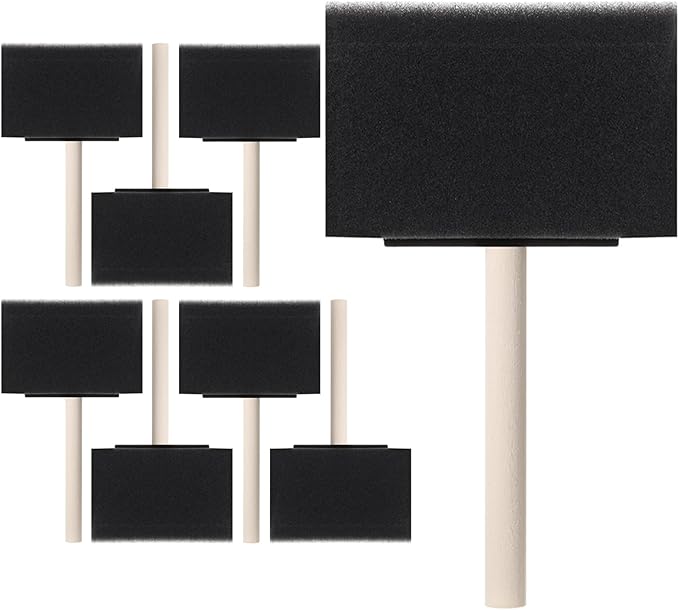 Bates- Foam Paint Brushes, 4 Inch, 8 Pack, Wooden Handle | Sponge Brushes by BatesChoice