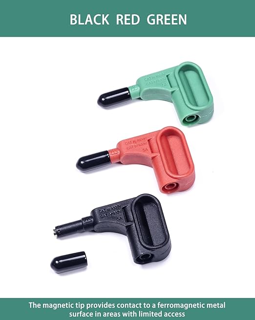 Multimeter Leads Magnetic Probe, 3 Colors Magnetic Voltage Probes for 4 mm Socket Test Lead Kit, Voltage to CAT III 1000 V, CAT IV 600 V Safety Rating