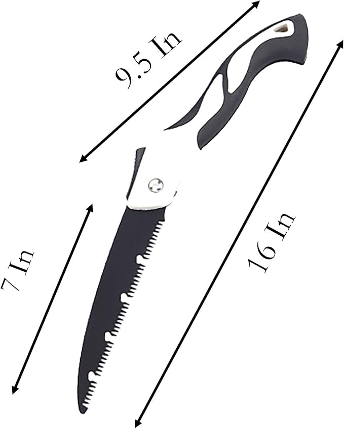 Folding Saw with Rubber Handle, 16.1 Inch Manganese Steel SK-5 Blade Pruning Saw for Hunting, Gardening, Camping and Trimming (blade 18cm)