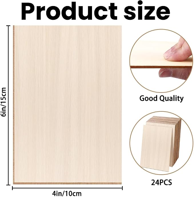 DIYDEC 24 Pack Basswood Sheets 4 x 6 x 1/16 Inch Thin Plywood Wood Sheets - Image 2