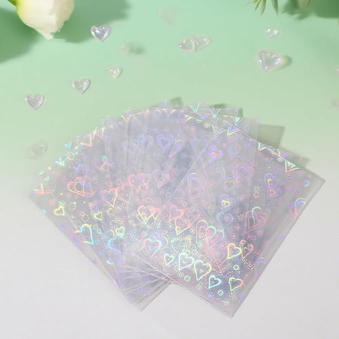 Photocard Sleeves, 9.1x6.5cm/3.58x2.56in Love Heart-Shape Laser Flashing Card - Image 5