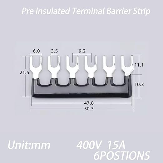 Terminal Block (4 Sets) 4Pcs 6 Positions Dual Row 600V 15A Screw Terminal Strip Blocks with Cover&4Pcs Pre-Insulated Barrier Termina Block Strip& 24Pcs Insulated Fork Wire Connector