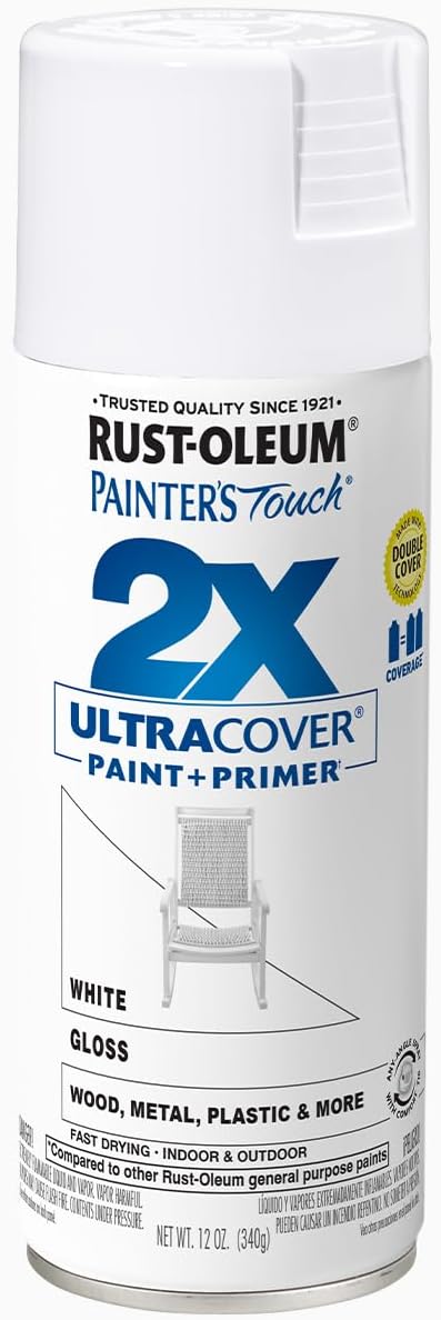 Rust-Oleum 334048 Painter's Touch 2X Ultra Cover Spray Paint, 12 oz, Gloss White - Image 2