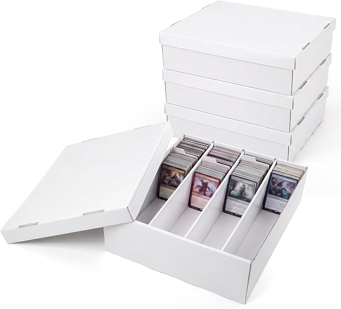 Calenzana 3200-Count Trading Cardboard Card Storage Boxes 4 Pack, 4 Row White by Calenzana