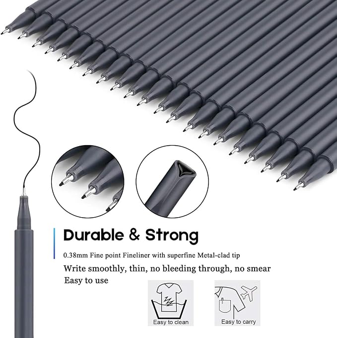 Taotree Journal Planner Pens, 24 Black Fine Point Pens, Scrapbooks, and More | - Image 2