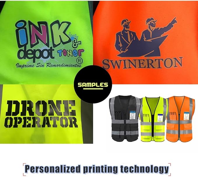 YOWESHOP High Reflective Visibility Safety Vest Custom Your Logo Safety Workwear with Reflective Strips and Pockets