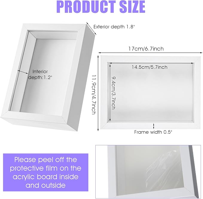 12 Pack 4 x 6 Inches Shadow Box Frame, 3D Shadow Boxes Display Cases 1.2in - Image 2