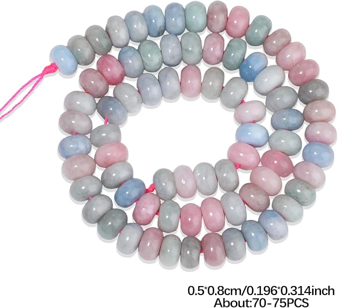 Songxi 5x8mm Natural A+ Morganite Rondelle Beads, Gemstone - Image 3