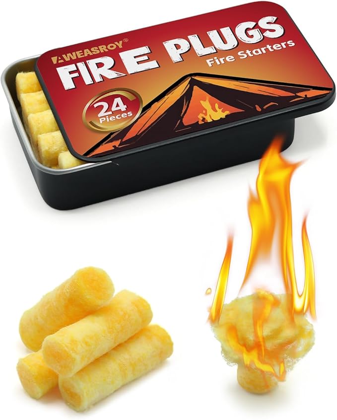 Fire Plugs Fire Starters - Windproof Fire Starter for Campfires Long Brun Time - Fire Starters for Fireplace,Chimney,BBQ Grill,Camping Fire,Wood Stove - Emergency Survival Tools 24pcs