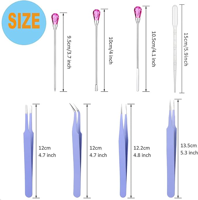 11 Pcs Silicone Resin Mold Tools Set Stirring Needle Spoon Tool Tweezers - Image 2
