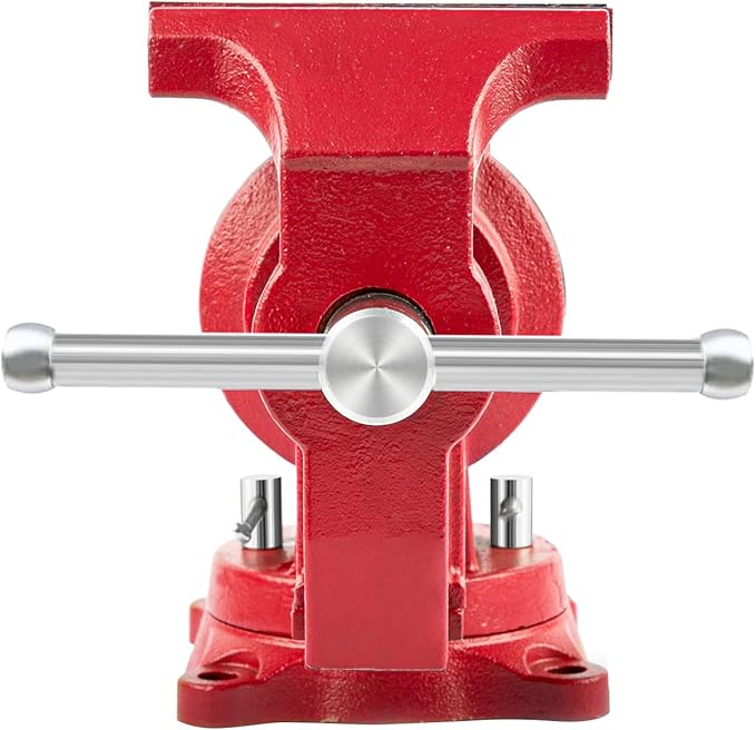 UPG 5-Inch Terminal Location Bench Vise with Ductile Iron Bench Vise 360° Multi-Purpose Bench Vice with Anvil, Clamp force 8800lbs, Red