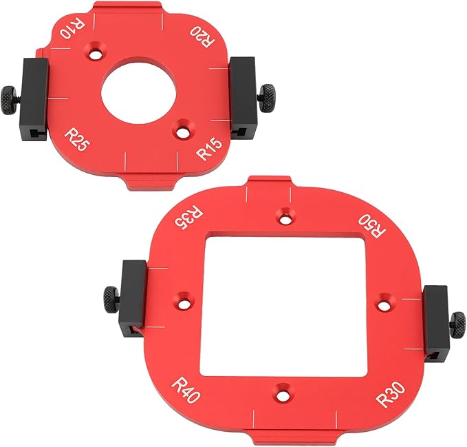 2pcs Woodworking Router Corner Radius Template, Aluminum Alloy Router Corner Jigs and Templates for Woodworking, Arc Cutting Auxiliary Tool DIY Template R10/R15/R20/R25/R30/R35/R40/R50