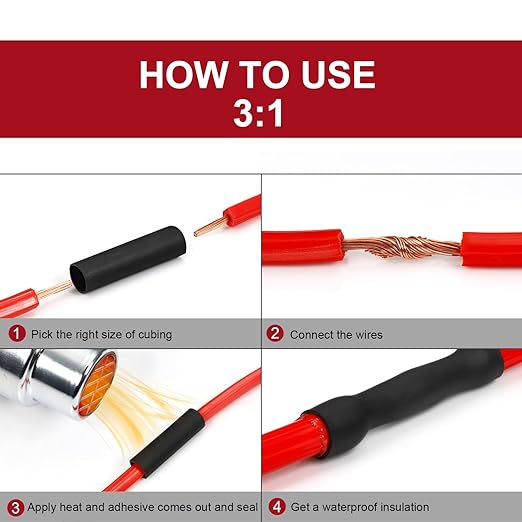 Chanzon 140 Pcs Heat Shrink Tubing Kit, 3:1 Red Sleeving Heat Shrink Wrap Tubing with Length 3.5" (inch), Marine Grade Electrical Waterproof Polyolefin Heat-Shrink Tube