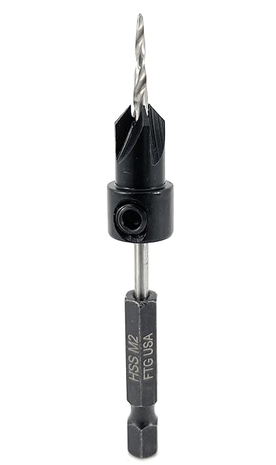 FTG USA Countersink Drill Bit for Wood with Tapered Drill Bit #4 (7/64")