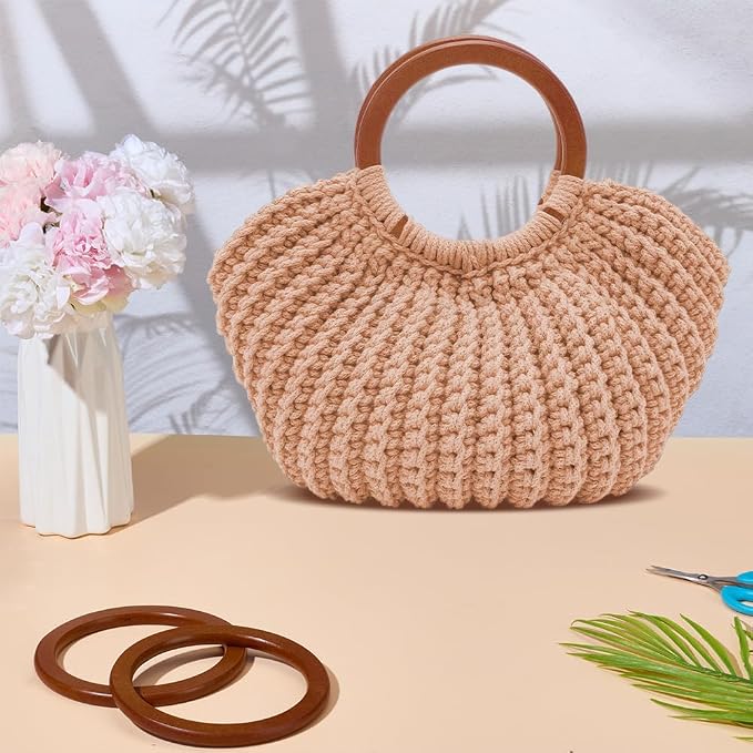 ACRNIGHEET Crochet Bag Kit for Adults Khaki Colored Handbag Crochet Kit for - Image 5