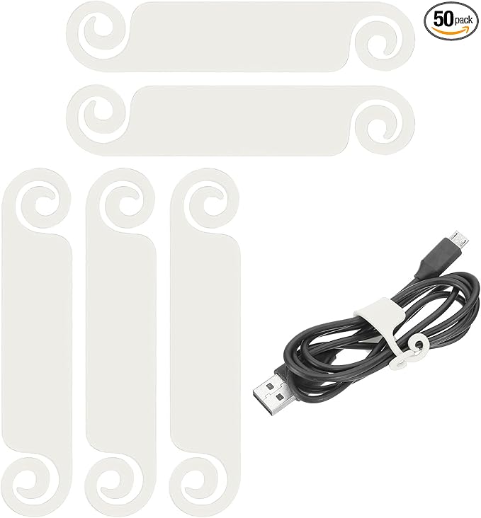 PATIKIL Cable Tags Flexible Cable Management Labels Cord Identification Tags, Wire Cord Markers for USB Computer Phone Charger Power - 50Pcs (White)