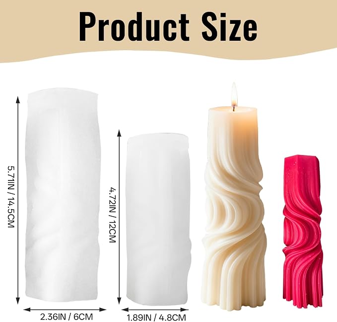 2 Packs Spiral Wave Silicone Candle Molds - Image 2