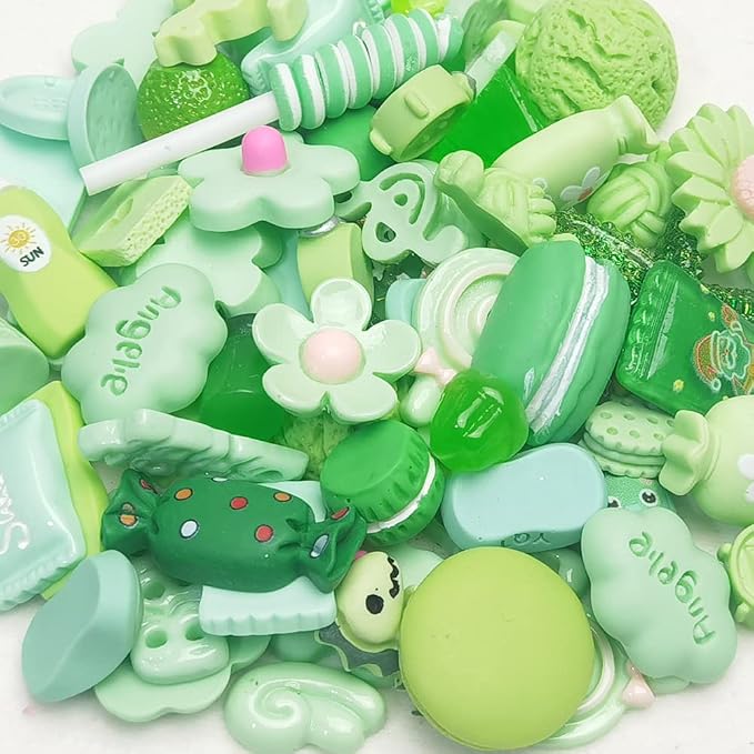 Chenkou Craft 50pcs Lots Mix Assorted Green Craft DIY Flatbacks Resin Flat Back - Image 4