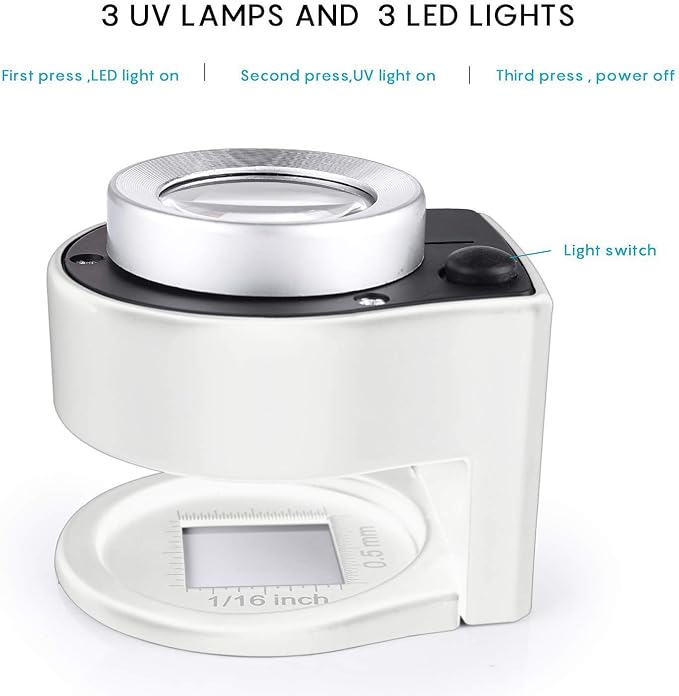 30X Loupe Magnifier with 6 Light, Desktop Portable Metal Magnifier Folding - Image 2