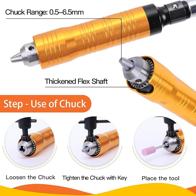 380W Flex Shaft Rotary Tool with Stepless Speed Foot Pedal, Multi-Function Metal Hanging Grinder Carver Kit - Ideal for Carving, Buffing, Drilling, Polishing, Sanding, Cutting- Includes DIY Accessorie