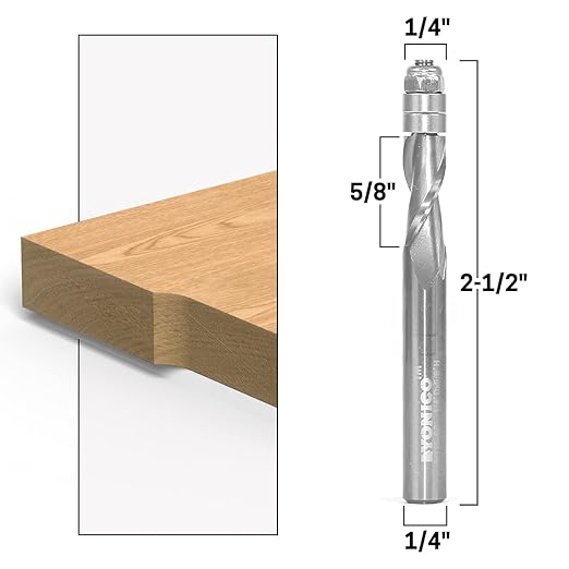 YONICO Solid Carbide Flush Trim Router Bit Spiral 1/4-Inch Upcut 1/4-Inch Shank 14119