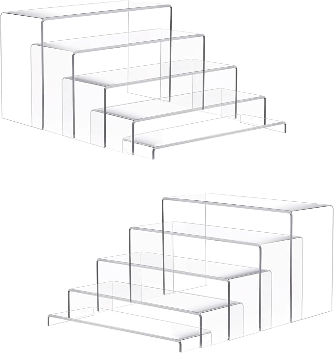 Goabroa 2 Sets 10 Pcs Clear Display Risers, Rectangular Risers Display Stands by Goabroa