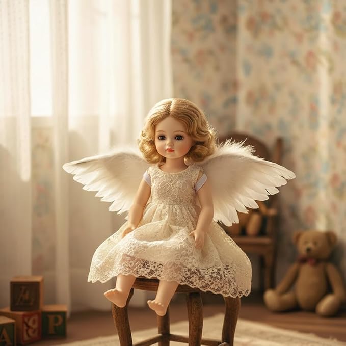 1 Pc White Mini Black and White Angel Feather Wings Doll Feather Wings - Image 4