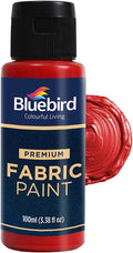 BLUEBIRD Fabric Paint, Vermilion Red, 3.4 Fl Oz, Permanent Fabric Paints by BluebirdArts