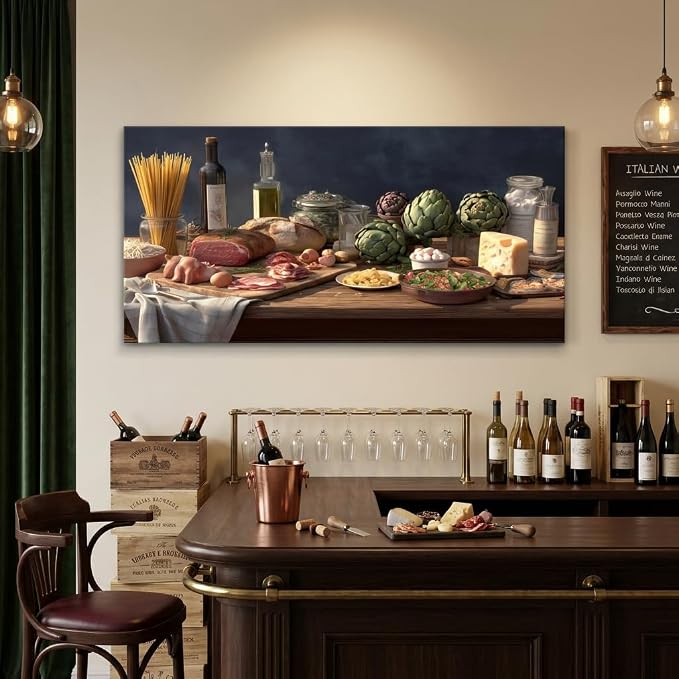 ZESTRILIA Italian Cuisine Food Still Life Wall Art, Rustic Mediterranean - Image 3
