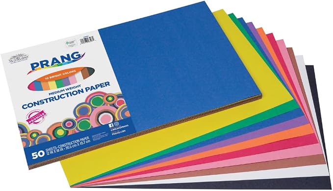 Prang Construction Paper, 10 Assorted Colors, 50 Sheets by Prang