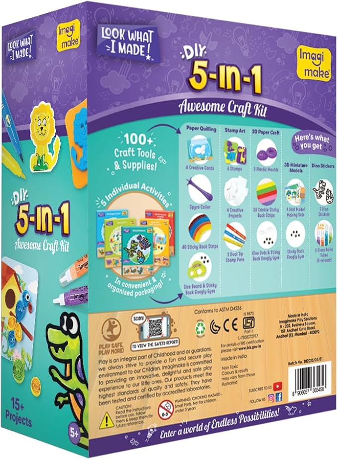 Imagimake 5-in-1 Awesome Craft Kit | Includes 15+ Projects | Crafts - Image 9