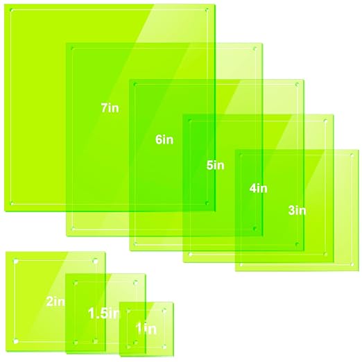Kigley 8 Pcs Square Quilting Templates and Rulers 1/1.5/2/3/4/5/6/7 Inch by Kigley