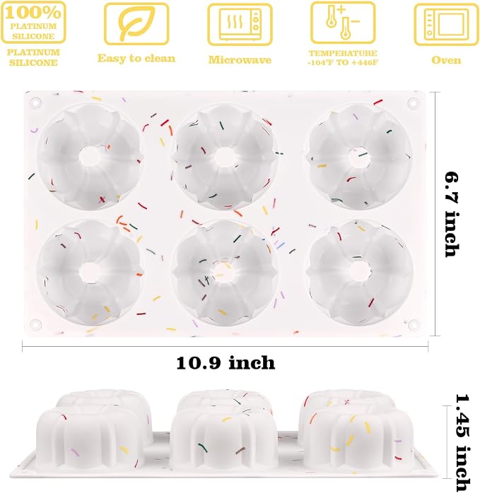 HUAKENER 3 Pcs Mini Fluted Cake Pan, 6-Cavity Fluted Tube Cake Pan, Non-stick - Image 2