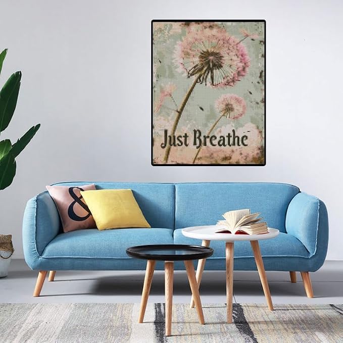 MYBISYMQQ Stamping Cross Stitch Kit Just Breathe, Counting Cross Stitch Kit - Image 4