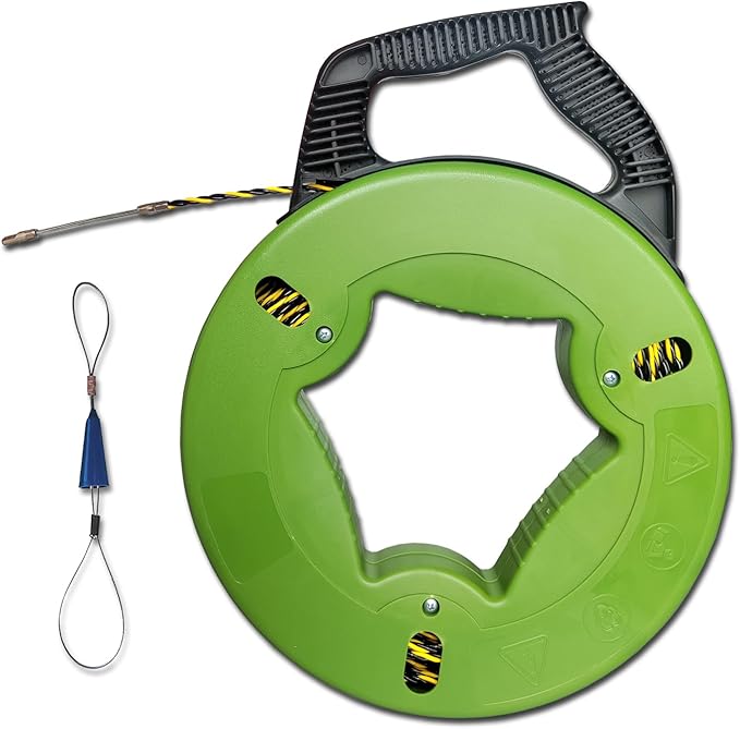 Electrical Fish Tape 1/6-Inch x 100-Foot Fish tape Wire Puller 100ft PET Diameter 3 Wires Twisted with Guide Spring Optimized Housing and Handle Wire Threader Wire Puller【4.5mm*30m】